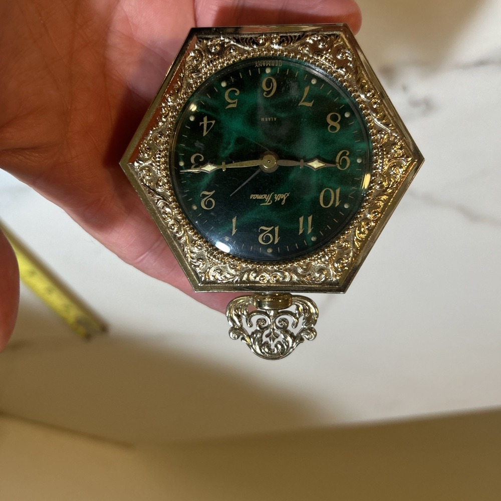 Vintage Seth Thomas Small Decorative Bedside Alarm Clock, Made In Germany